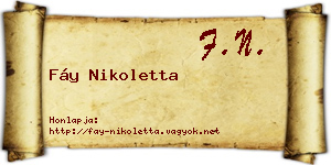 Fáy Nikoletta névjegykártya